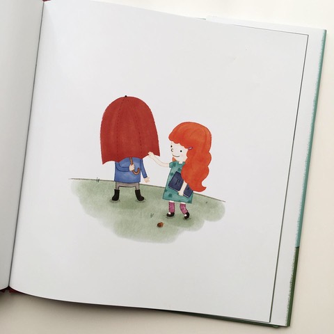 illustration, umbrella, cute, children's book, book, applied arts, red