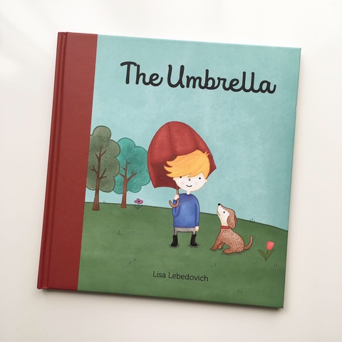 illustration, umbrella, cute, children's book, book, applied arts, red